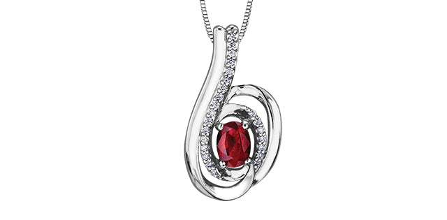 Pendant and Chain - 10kt White Gold - Diamond & Ruby | DX669WRU