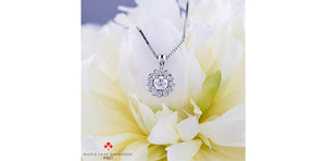 Pendant and Chaine - Natural Maple Leaf Diamonds - 14kt White Gold | ML576W25