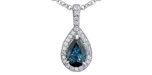 Diamond & Sapphire - Pendant & Chain 10Kt White Gold | DD7678