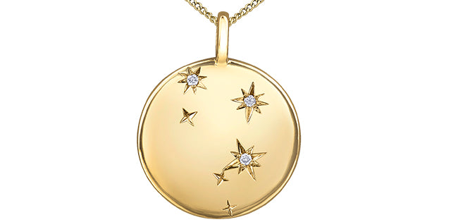 Zodiac Libra Pendant and Chain - 10Kt Yellow Gold - Diamonds  | DX846YLIB