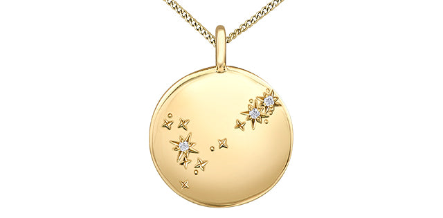 Zodiac Pieces Pendant and Chain - 10Kt Yellow Gold - Diamonds  | DX846YPIS