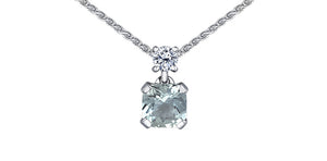 Aquamarine and diamond pendant & chain 14kt white gold | ML867WAQ