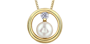 Pearl and diamond pendant and 18" chain - 10kt yellow gold | ML926YPEA