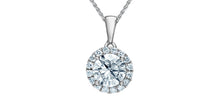 Load image into Gallery viewer, Solitaire Halo Pendant - Lab Grown Diamond - 14kt White Gold | 1.06Ct VS1-D Round Cut
