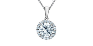 Solitaire Halo Pendant - Lab Grown Diamond - 14kt White Gold | 1.06Ct VS1-D Round Cut