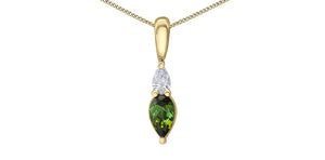 Diamond & Green Tourmaline - 10kt Gold Pendant and Chain | DD8110YGRTR