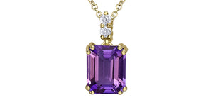 Diamond & Amethyst pendant & chain 14kt Yellow gold | ML950YAM