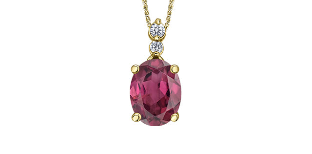 Diamond & Rho. Garnet pendant & chain 10kt Yellow gold | ML979YRHGA