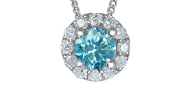 Necklace - 10kt White Gold - Laboratory Grown Diamonds - Blue | 70039