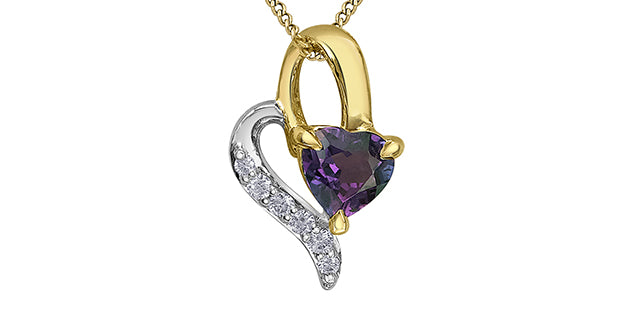 Heart and Chain - Diamond & Amethyst - 10kt Yellow  | DD8254YAM