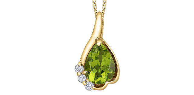Pendant and Chain - Diamond & Peridot - 10kt Gold | DD8279YPER
