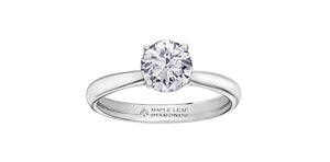 Ring - Natural Round Cut  Maple leaf diamonds - 18kt White Gold  | R10034WG/50-18