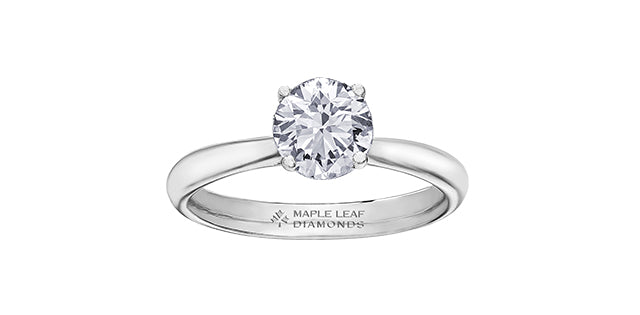 Ring - Natural Round Cut  Maple Leaf Diamonds - 18kt White Gold  | R10034WG/50-18