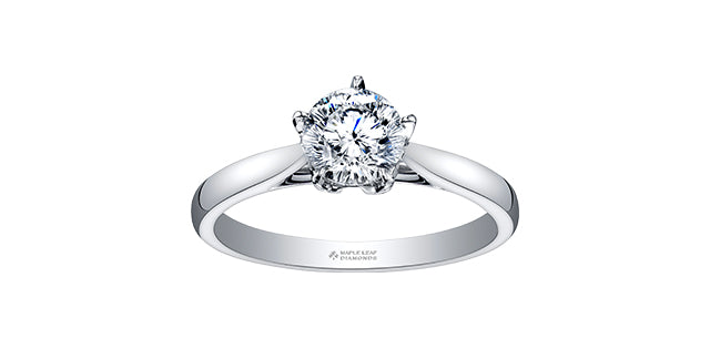 Ring - Natural Round Cut  Maple Leaf Diamonds - 18kt White Gold  | ML529W50