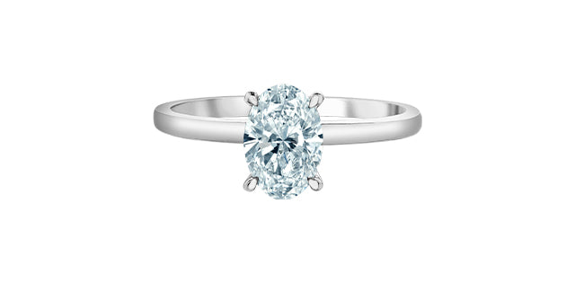 Ring - Oval Cut Laboratory Grown Diamond -  14KT White Gold | 1.00Ct