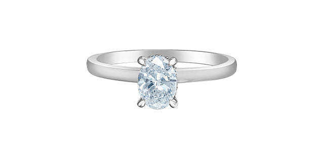 Ring - Oval Cut Laboratory Grown Diamond -  14KT White Gold | 0.70Ct