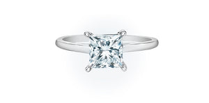 Ring - Round Cut Laboratory Grown Diamond -  14KT White Gold | 1.59ct Princess Cut