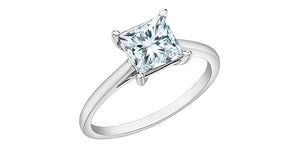 Ring - Round Cut Laboratory Grown Diamond -  14KT White Gold | 1.59ct Princess Cut