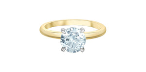 Solitaire Ring - Round cut Laboratory Grown Diamond -  14KT Yellow-White Gold | 1.61ct Round Cut