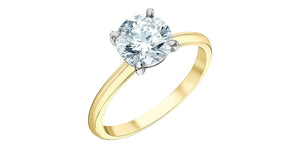 Solitaire Ring - Round cut Laboratory Grown Diamond -  14KT Yellow-White Gold | 1.61ct Round Cut