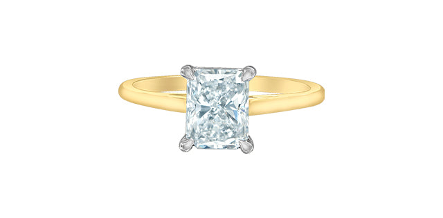 Ring - Radiant cut Laboratory Grown Diamond -  14KT Yellow and White Gold | 1.50ct Radiant Cut