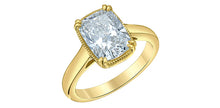 Load image into Gallery viewer, Solitaire Ring 14kt Yellow Gold - Lab grown diamonds Cushion cut 3.01ct VS1-E | R10300/300
