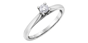 Ring - Natural Round Cut Canadian Diamond - 14Kt White Gold  | AM106W20