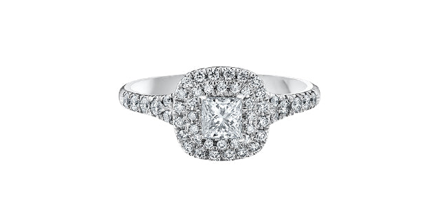 Ring - Natural Princess Cut  Maple Leaf Diamonds - 18kt White Gold  | R30094WG/75-18