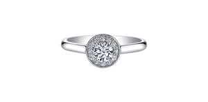 Ring - Natural Round Cut  Maple Leaf Diamonds - 14Kt White Gold  | ML425W28