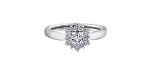 Ring - Natural Round Cut  Maple leaf diamonds - 18kt White Gold  | R30192WG/110-18