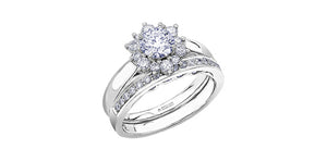 Ring - Natural Round Cut  Maple leaf diamonds - 18kt White Gold  | R30192WG/110-18