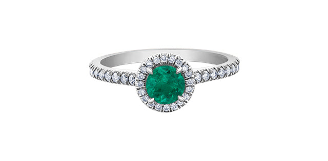Ring - Diamonds & Emerald - 10kt White Gold | DX899WEM