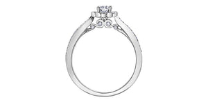 Ring - Natural Round Cut  Maple Leaf Diamonds - 18kt White Gold  | R30741WG/60-18