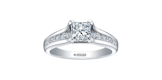 Ring - Natural Princess Cut  Maple Leaf Diamonds - 18kt White Gold  | ML119