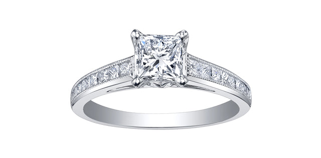 Ring - Natural Princess Cut  Maple Leaf Diamonds - 18kt White Gold  | ML213W125