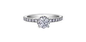 Ring - Natural Round Cut  Maple Leaf Diamonds - 18kt White Gold  | R3698WG/85-18