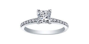 Ring - Natural Princess Cut  Maple Leaf Diamonds - 18kt White Gold  | ML306W100