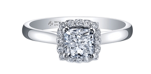 Ring - Natural Cushion Cut Maple Leaf Diamonds - 18Kt White Gold | ML373W80