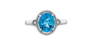 Ring - Diamonds & Blue Topaz - 10kt white gold  | DX800WBT