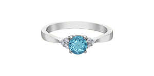 Ring - Natural Diamond & Blue Topaz - 10kt white gold | DD8108WBT