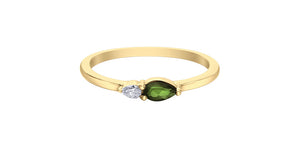 Ring - Diamonds & Green Tourmaline - 10kt  gold  | DD8111YGRTR