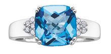 Charger l&#39;image dans la galerie, Ring - Diamonds &amp; Blue Topaz - 10kt white gold  | DD1856
