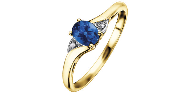 Ring - sapphire & diamonds - 10kt yellow gold | DX355YSA