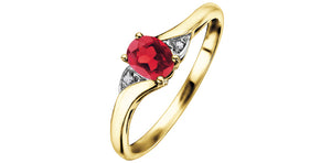 Ring - Diamonds & Ruby  - 10kt yellow gold | DX355YRU