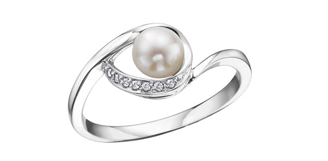 Ring | 10kt White Gold - Pearl and Diamonds | DD2280