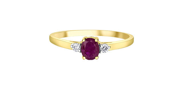 Ring - Diamonds & Ruby  - 10kt Yellow Gold | DD7898YRU