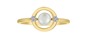 Pearl and diamonds ring - 10kt yellow gold | ML938YPEA