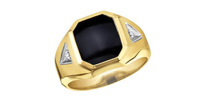 Man Ring - 10kt yellow gold - Diamond & Onyx | DD7881Y