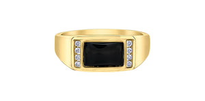 Ring - 10kt yellow gold - Diamonds  Onyx | DD8045YON