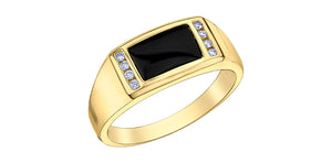 Ring - 10kt yellow gold - Diamonds  Onyx | DD8045YON